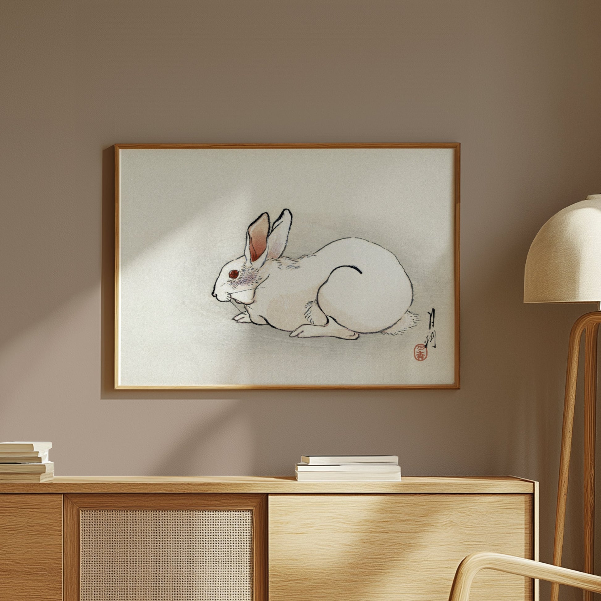 Premium Poster of Japanese Art White Rabbit Design Classic Style Posters