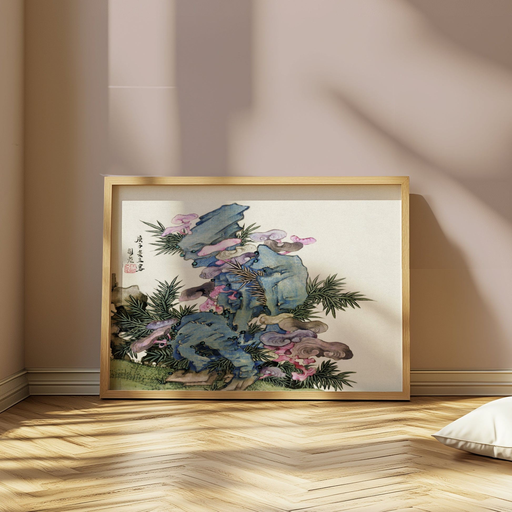Premium Poster of Japanese Artistic Mountain Floral Zen Wall Art Posters