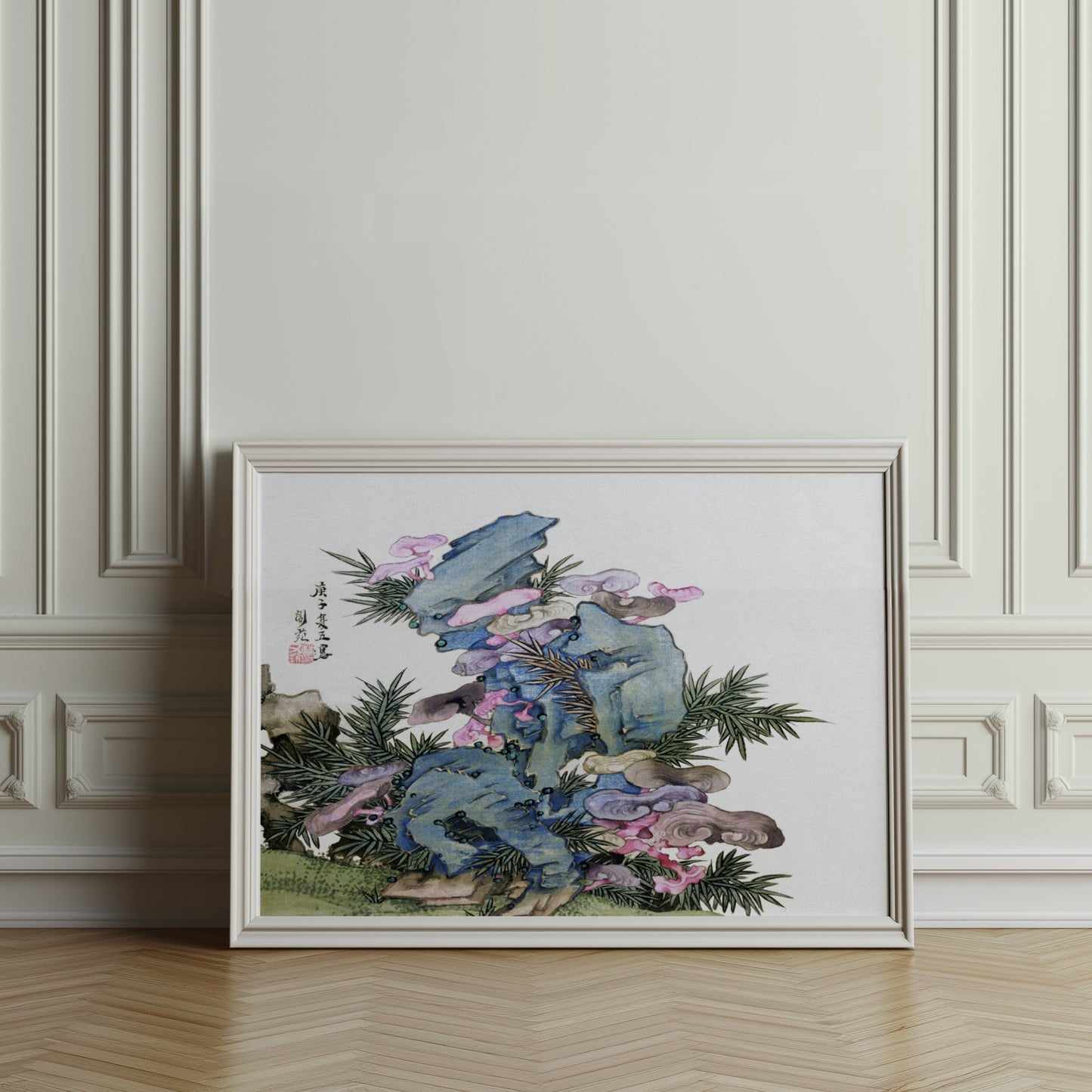 Premium Poster of Japanese Artistic Mountain Floral Zen Wall Art Posters