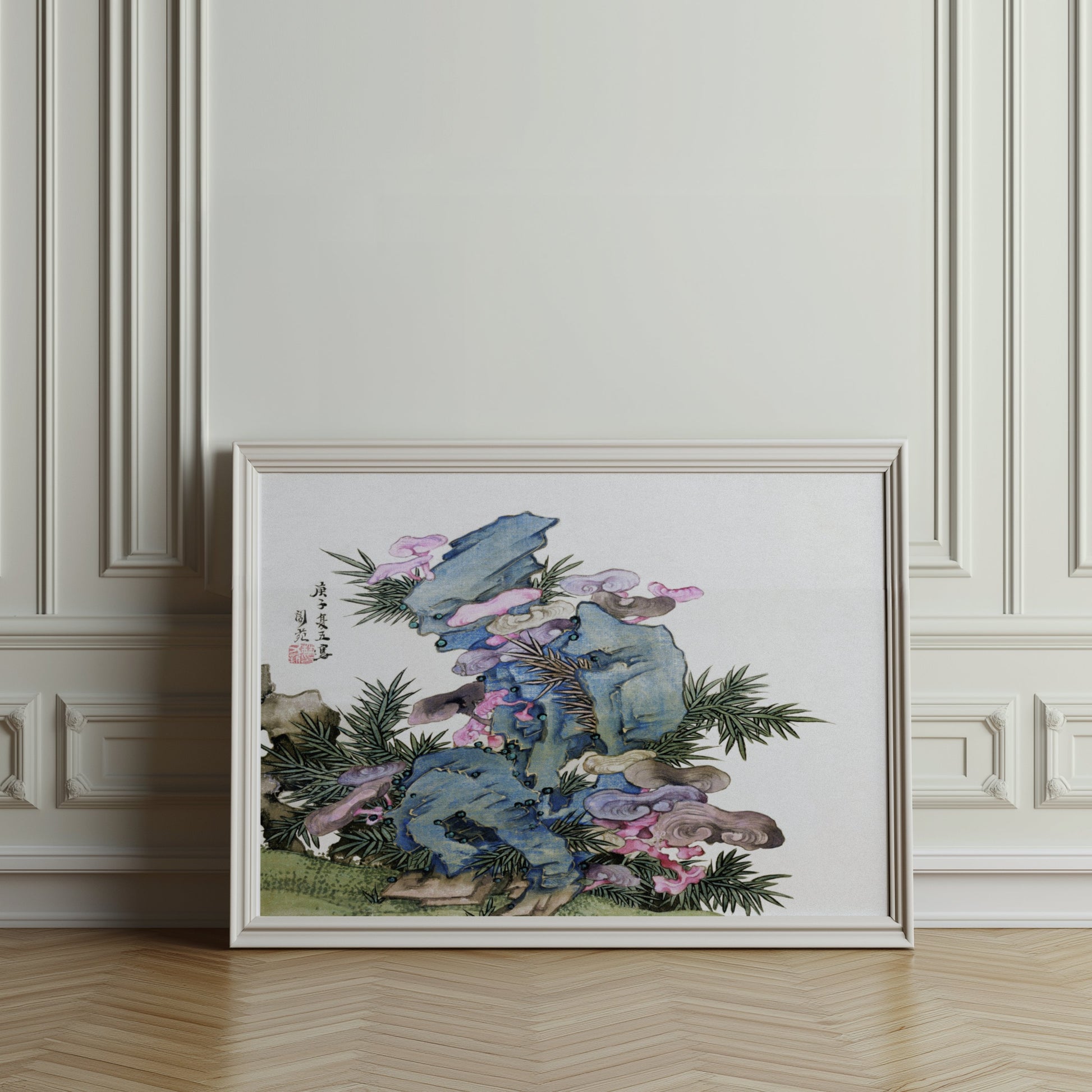Premium Poster of Japanese Artistic Mountain Floral Zen Wall Art Posters