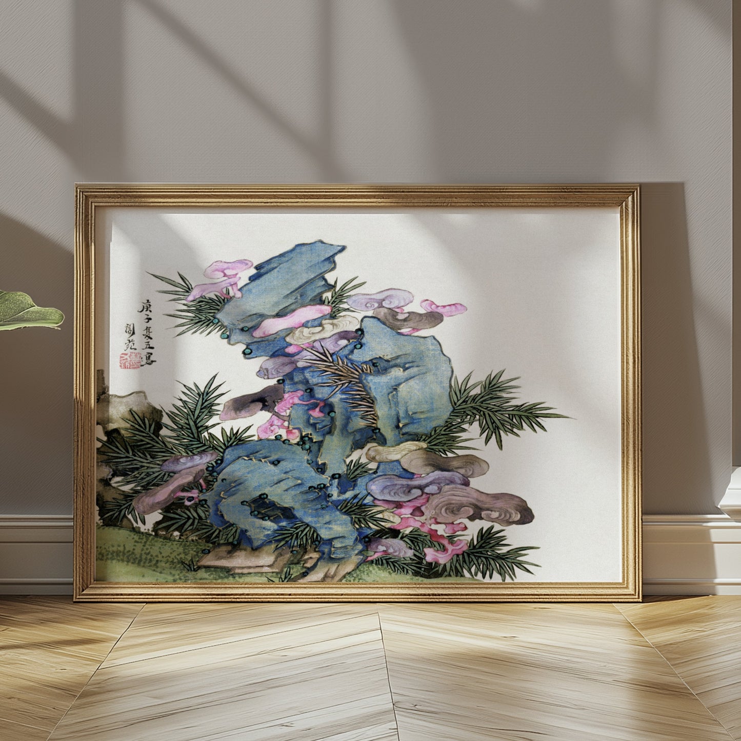 Premium Poster of Japanese Artistic Mountain Floral Zen Wall Art Posters