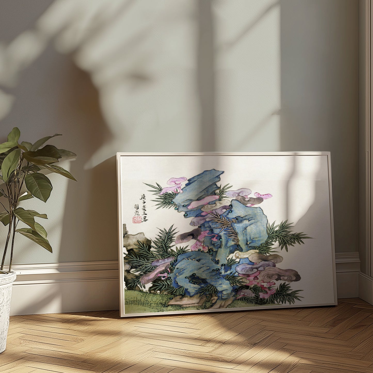 Premium Poster of Japanese Artistic Mountain Floral Zen Wall Art Posters