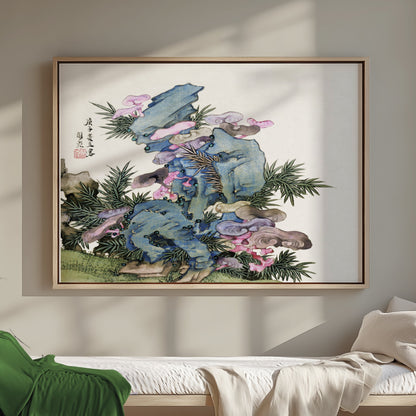 Premium Poster of Japanese Artistic Mountain Floral Zen Wall Art Posters