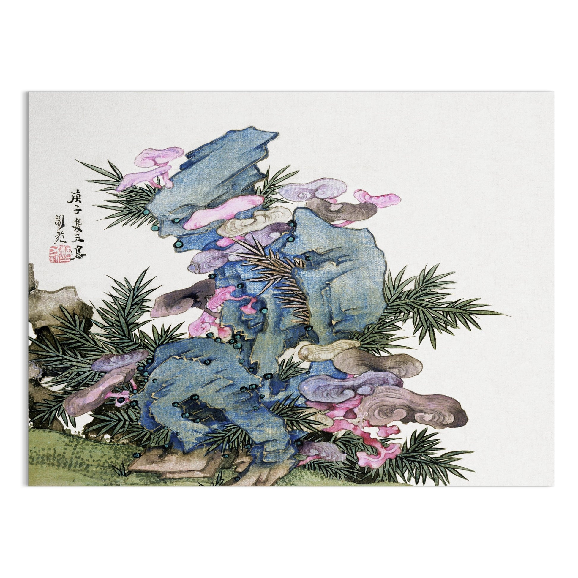 Premium Poster of Japanese Artistic Mountain Floral Zen Wall Art Posters