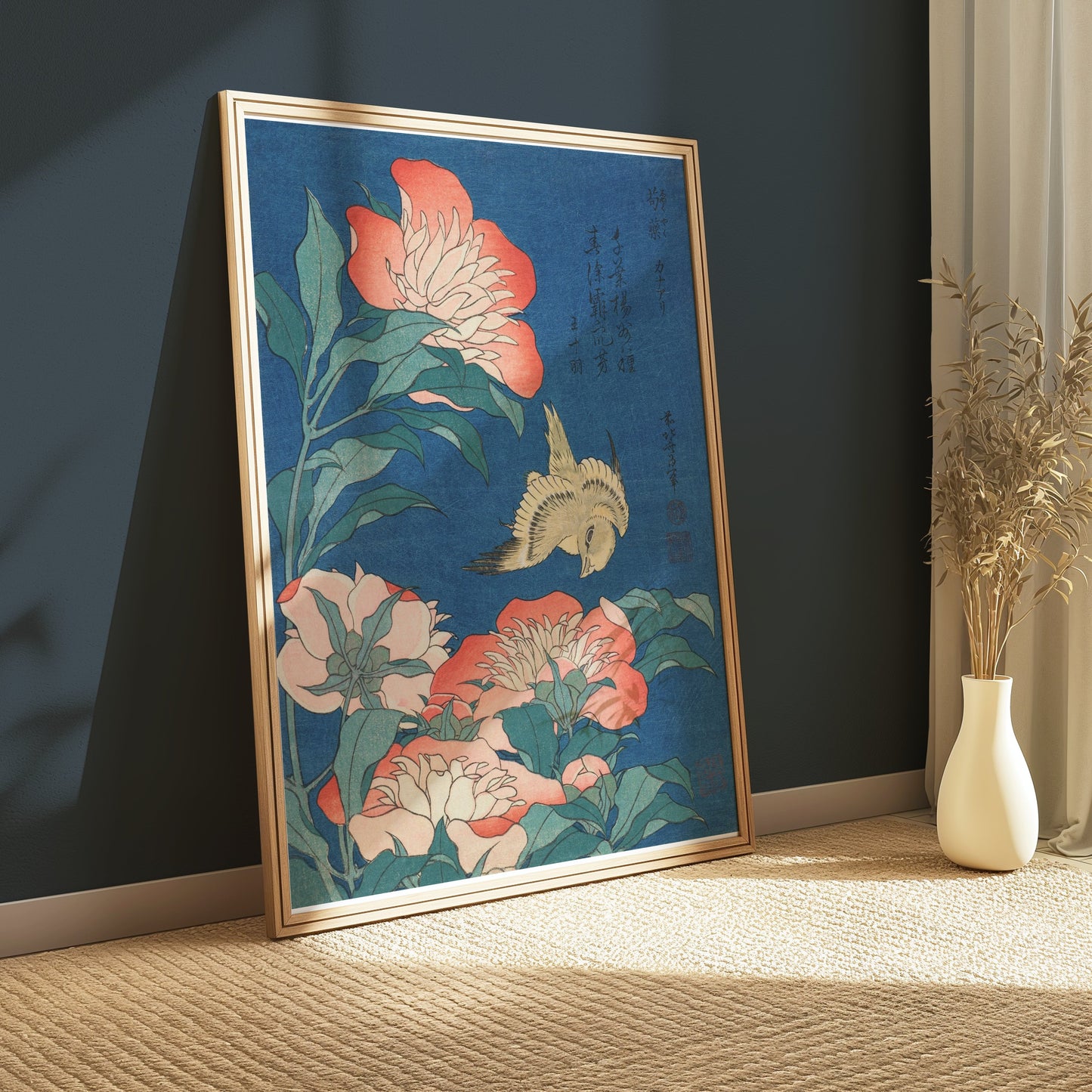 Premium Poster of Japanese Bird and Floral Art Design Posters