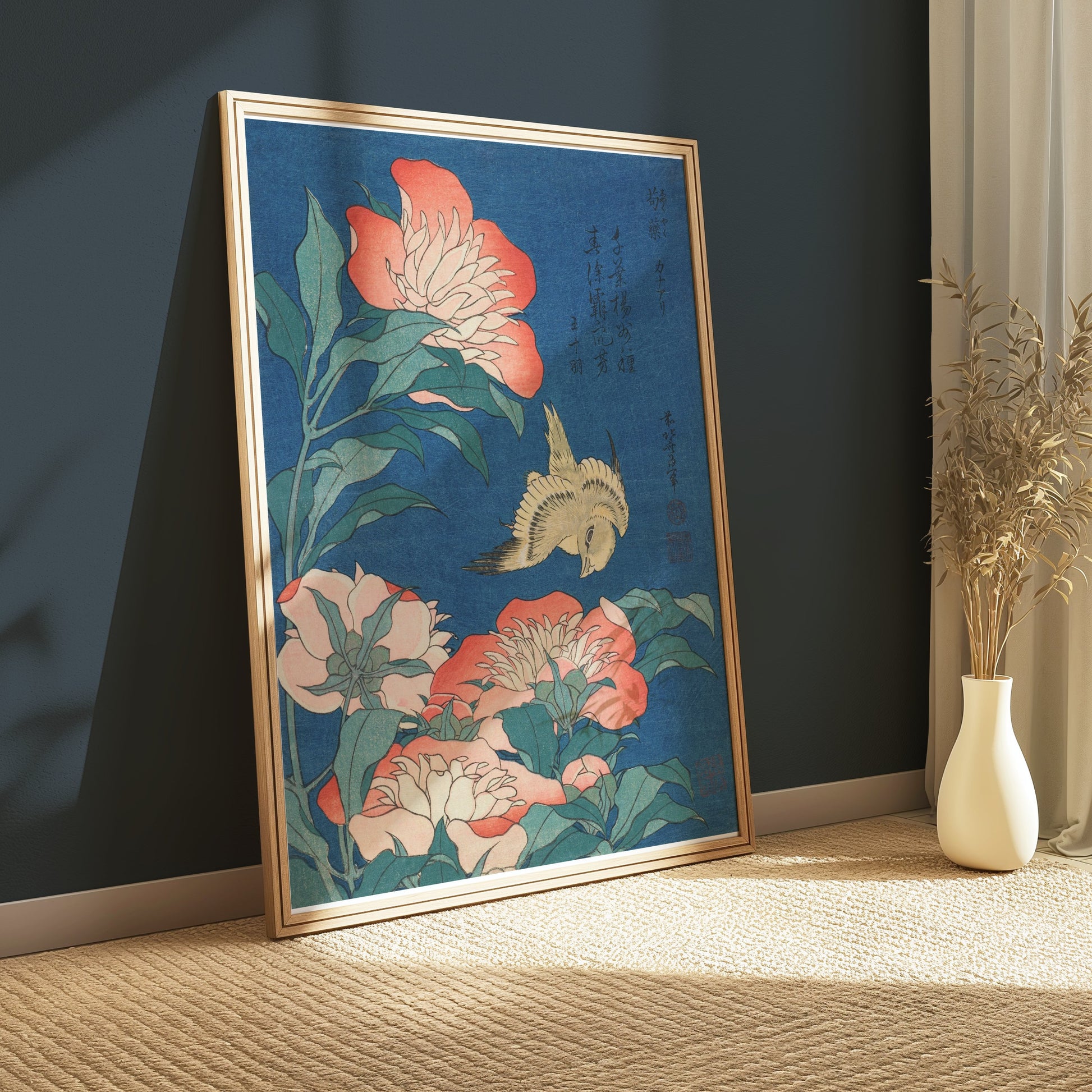 Premium Poster of Japanese Bird and Floral Art Design Posters