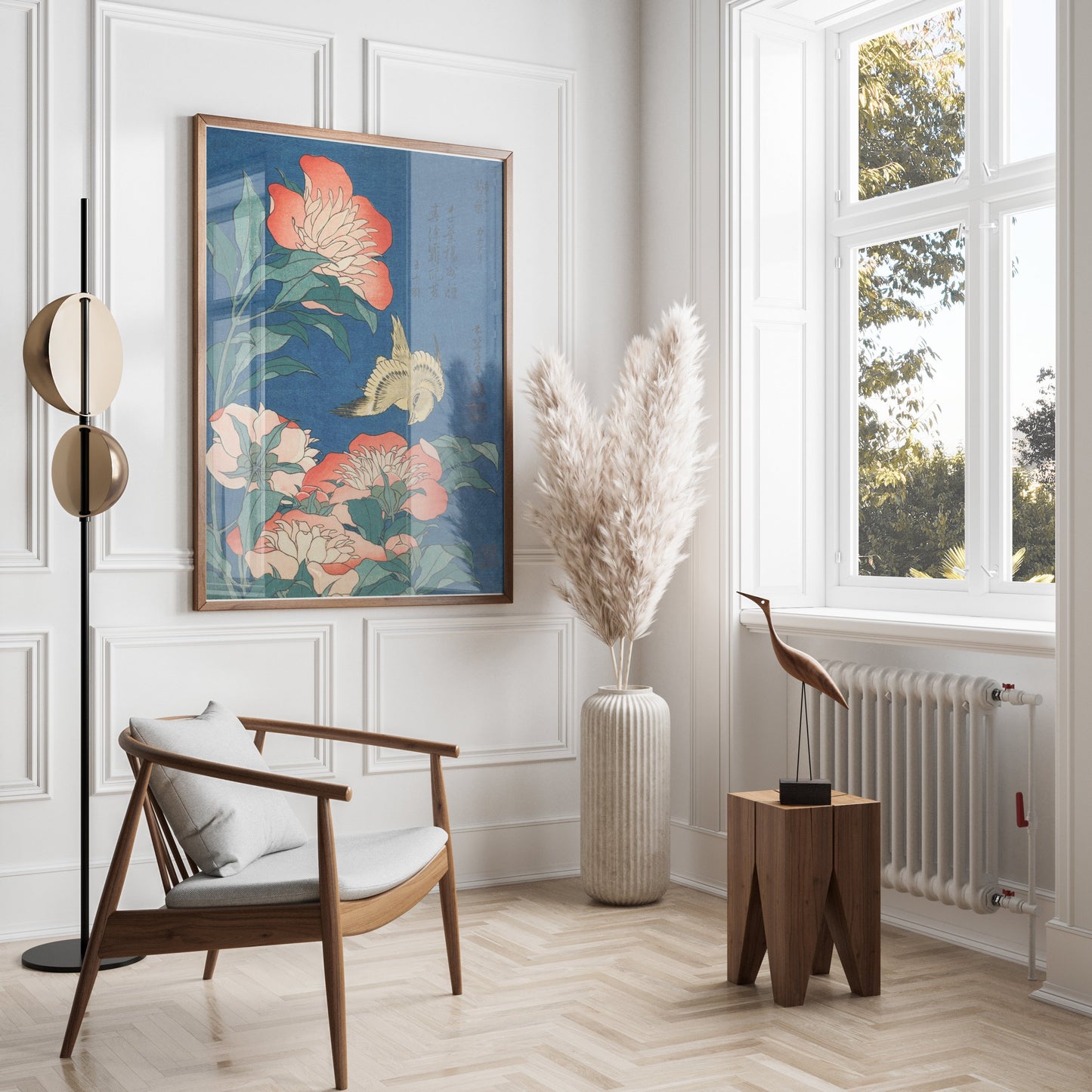 Premium Poster of Japanese Bird and Floral Art Design Posters