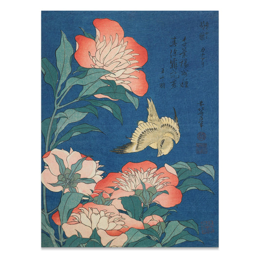 Premium Poster of Japanese Bird and Floral Art Design Posters