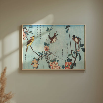Premium Poster of Japanese Birds and Flowers Art Vintage Style Posters