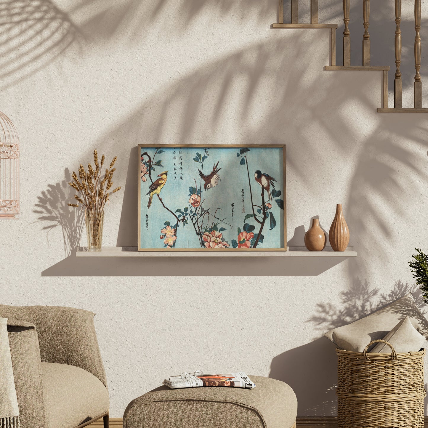 Premium Poster of Japanese Birds and Flowers Art Vintage Style Posters