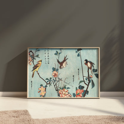 Premium Poster of Japanese Birds and Flowers Art Vintage Style Posters