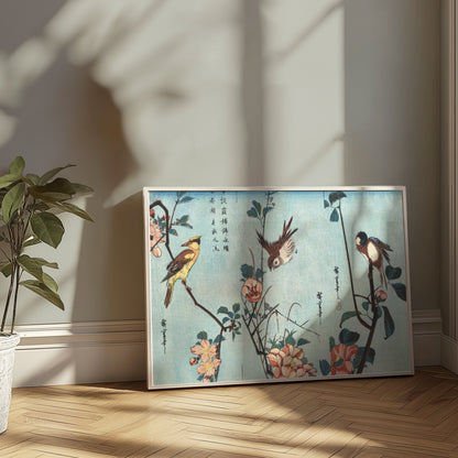 Premium Poster of Japanese Birds and Flowers Art Vintage Style Posters