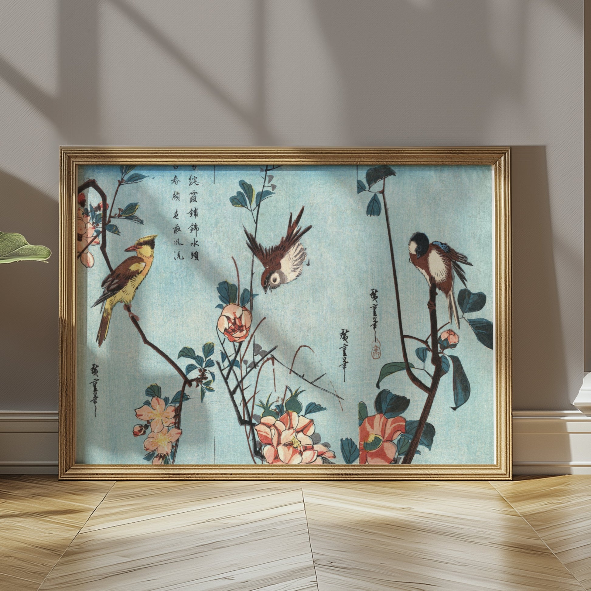 Premium Poster of Japanese Birds and Flowers Art Vintage Style Posters