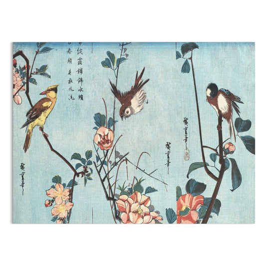Premium Poster of Japanese Birds and Flowers Art Vintage Style Posters
