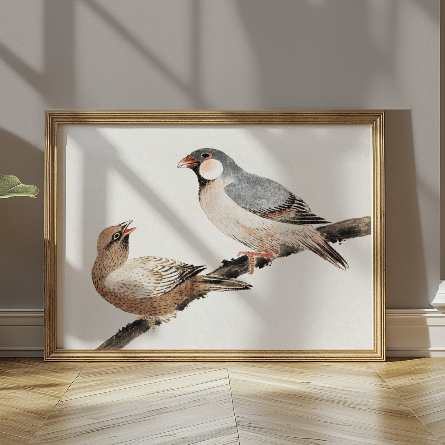 Premium Poster of Japanese Birds on a Branch Wall Art Print Posters
