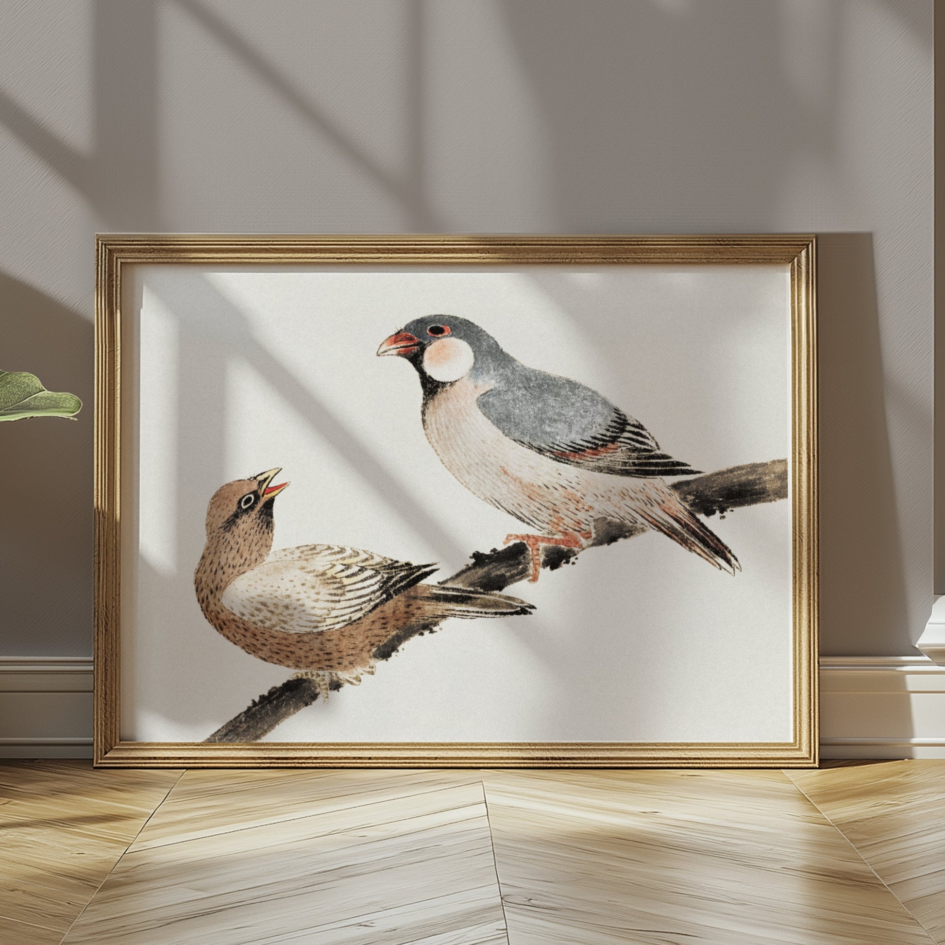 Premium Poster of Japanese Birds on a Branch Wall Art Print Posters