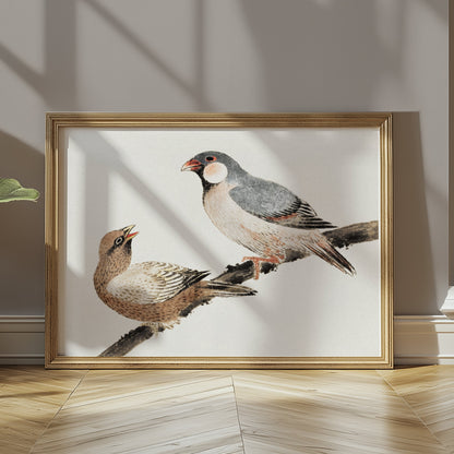 Premium Poster of Japanese Birds on a Branch Wall Art Print Posters