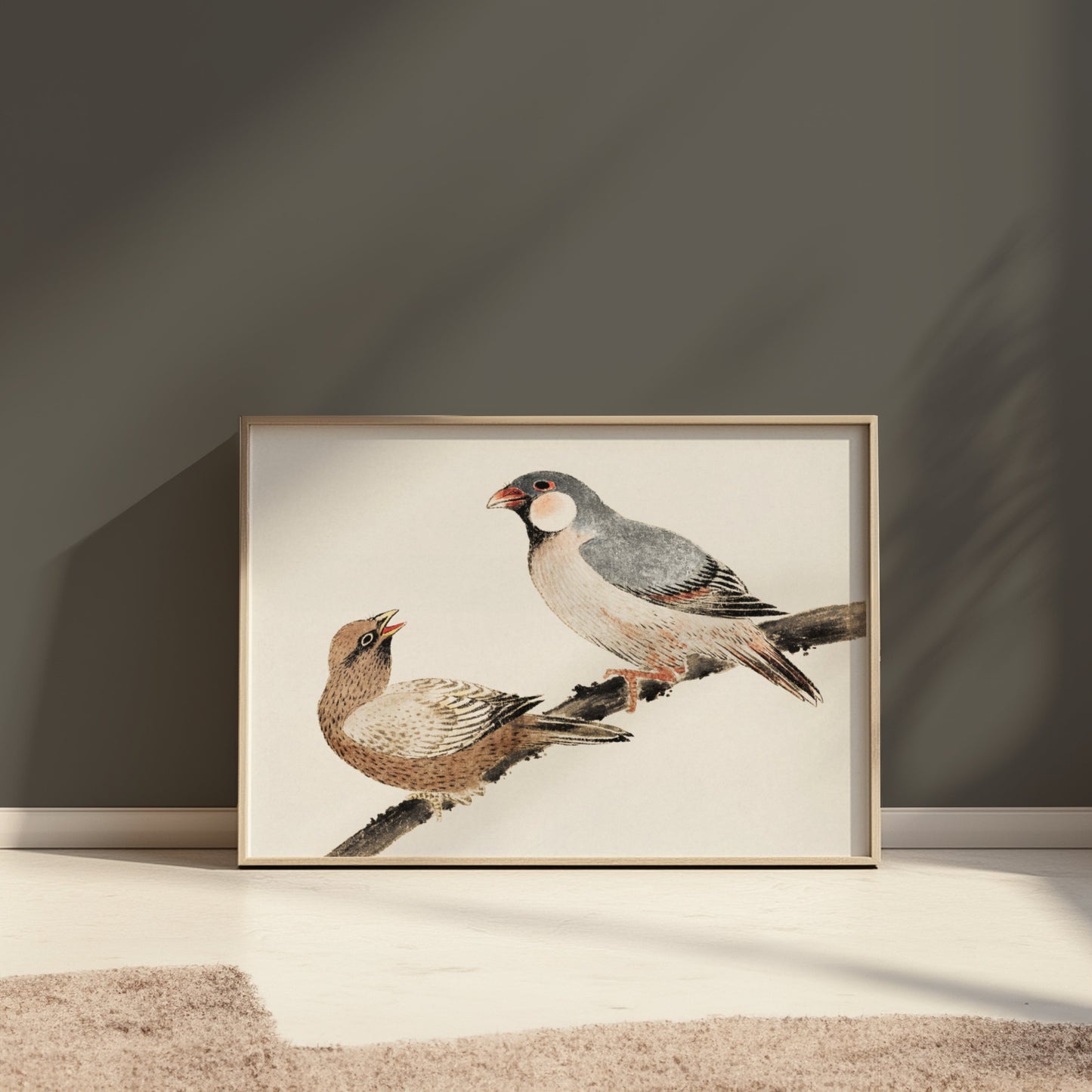 Premium Poster of Japanese Birds on a Branch Wall Art Print Posters