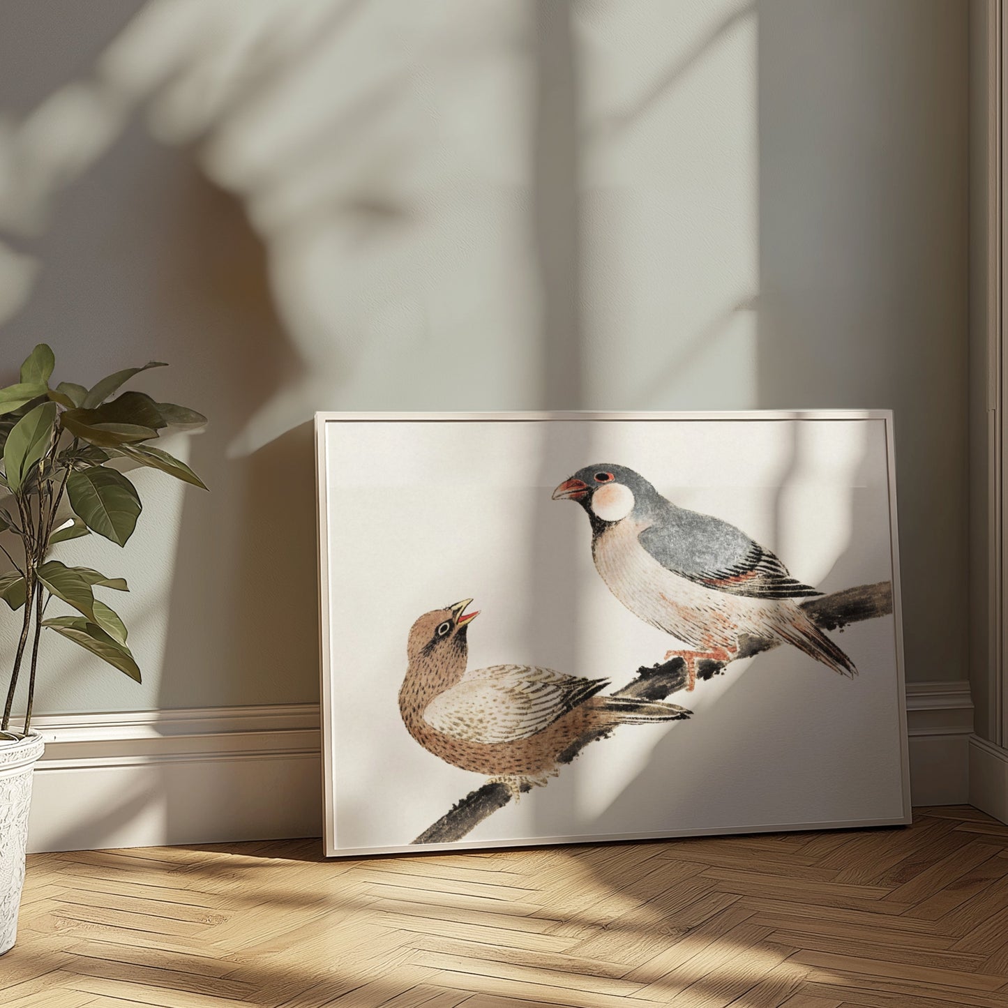 Premium Poster of Japanese Birds on a Branch Wall Art Print Posters