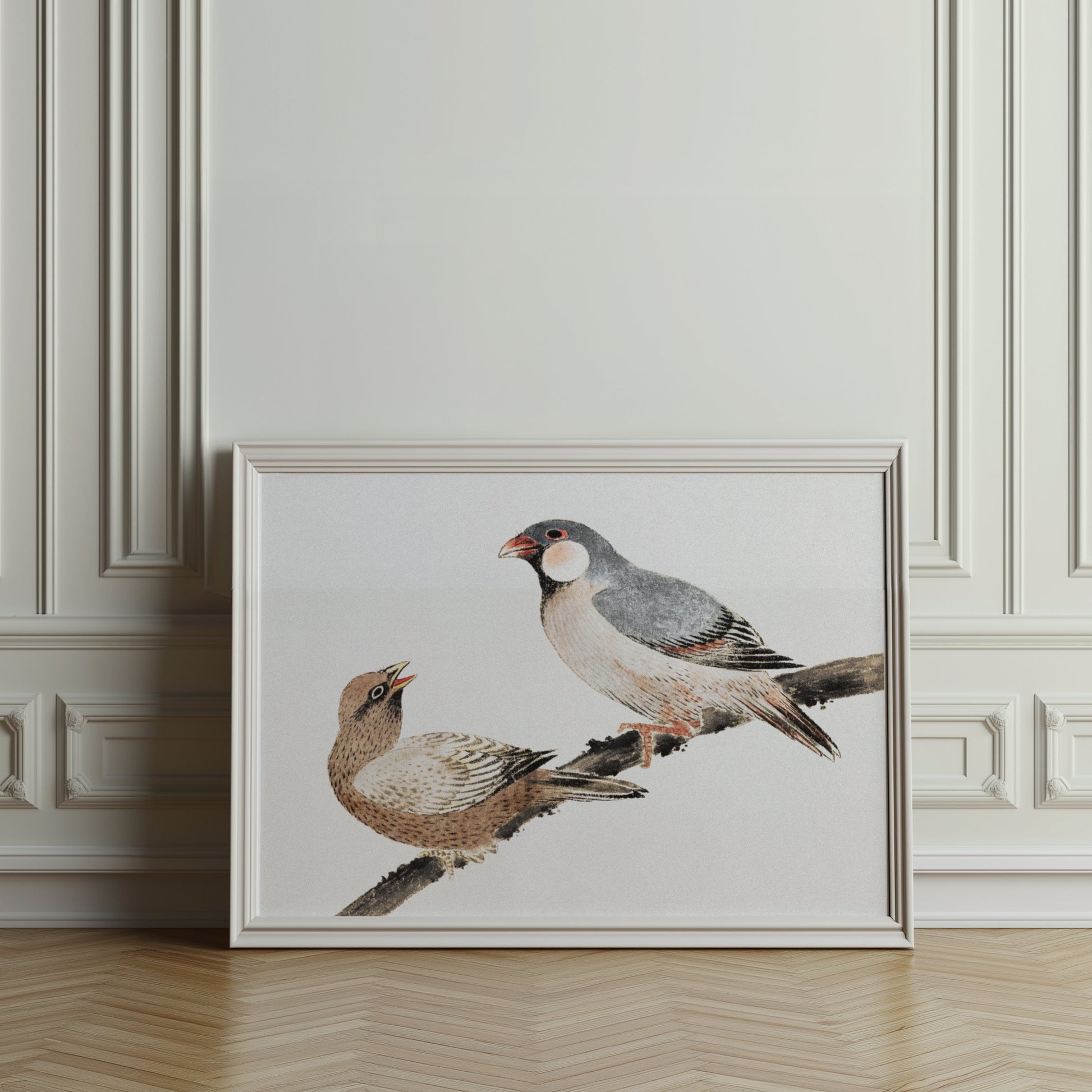 Premium Poster of Japanese Birds on a Branch Wall Art Print Posters