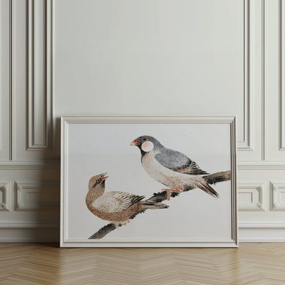 Premium Poster of Japanese Birds on a Branch Wall Art Print Posters