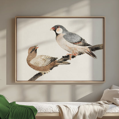 Premium Poster of Japanese Birds on a Branch Wall Art Print Posters