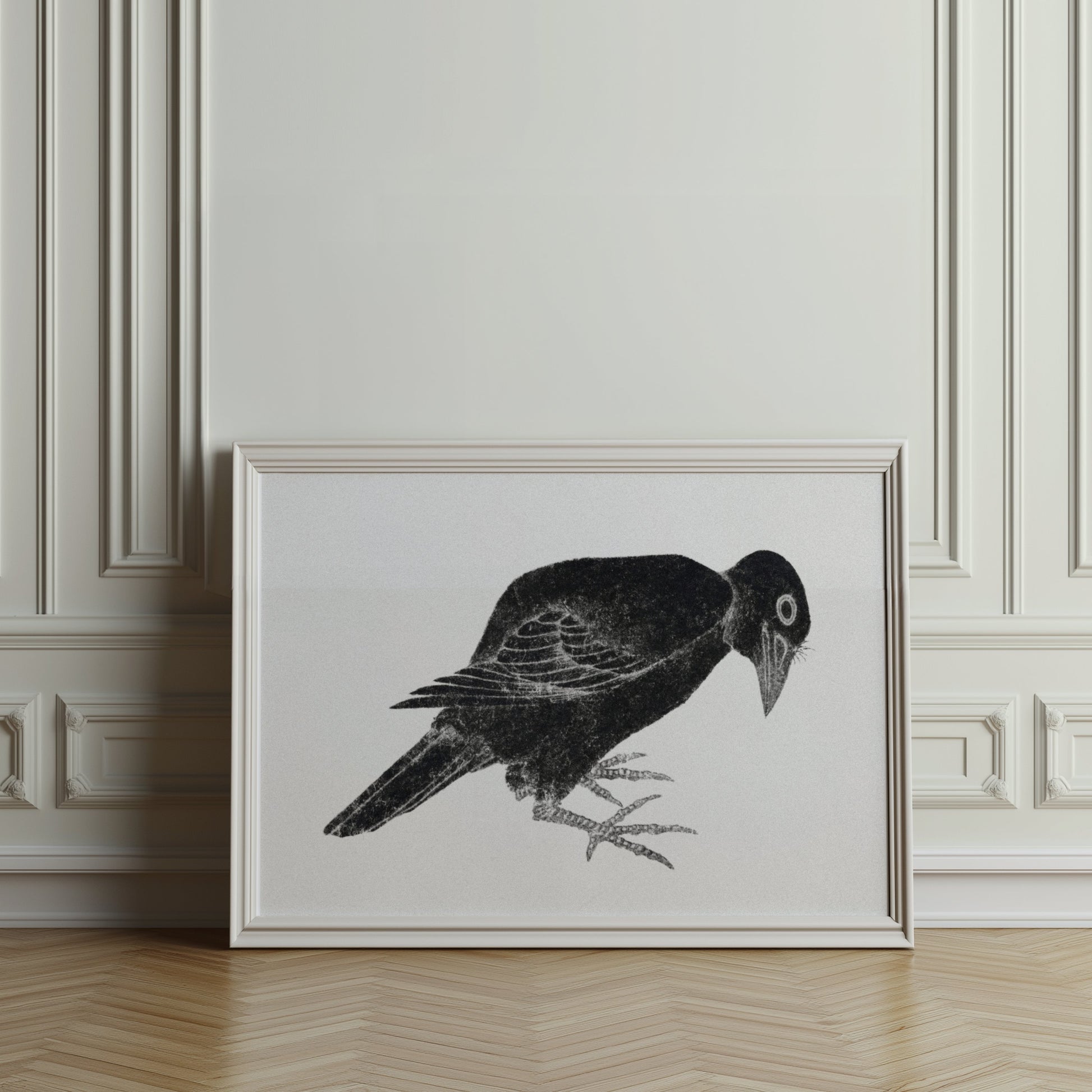 Premium Poster of Japanese Black Bird Art Print Poster Black White Posters