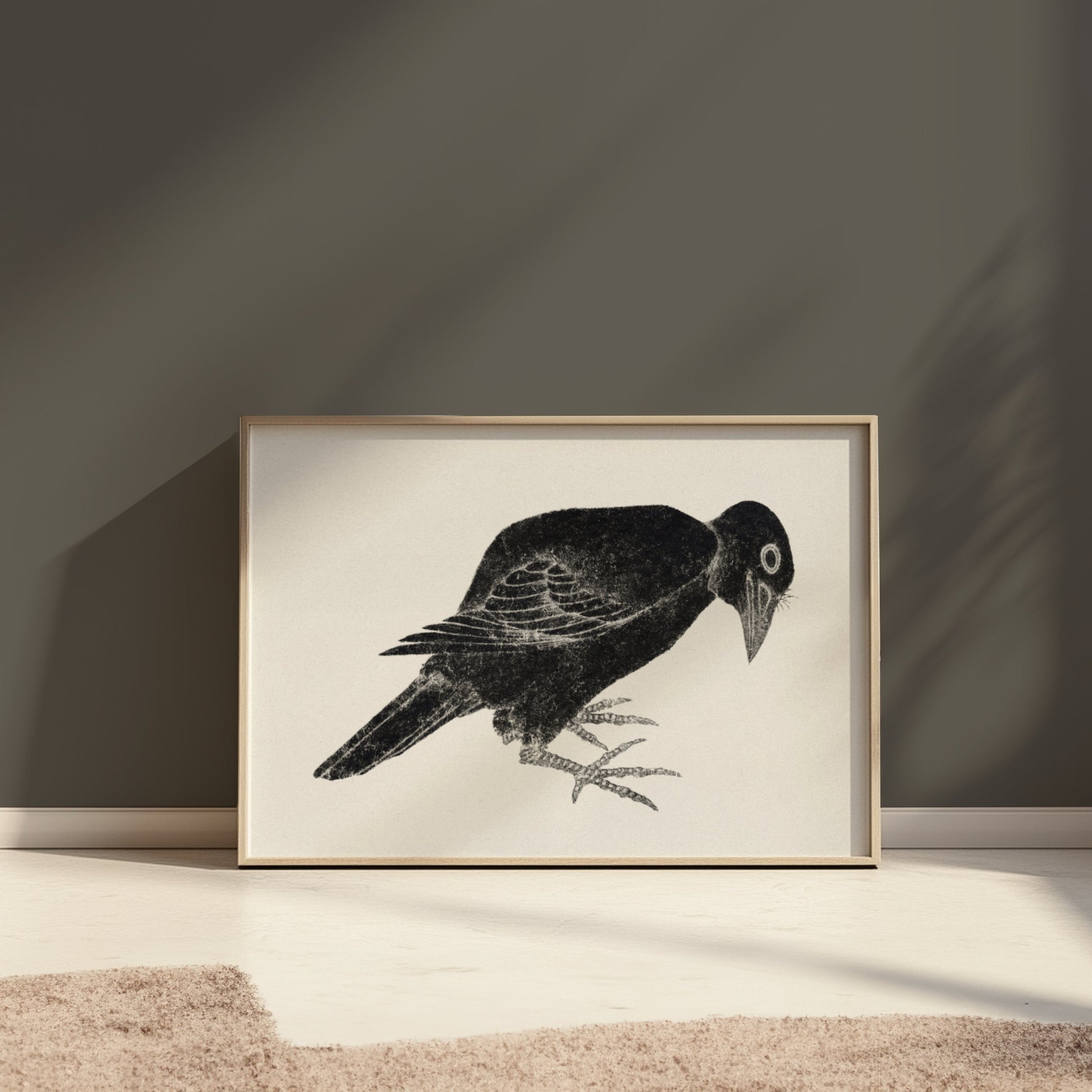 Premium Poster of Japanese Black Bird Art Print Poster Black White Posters