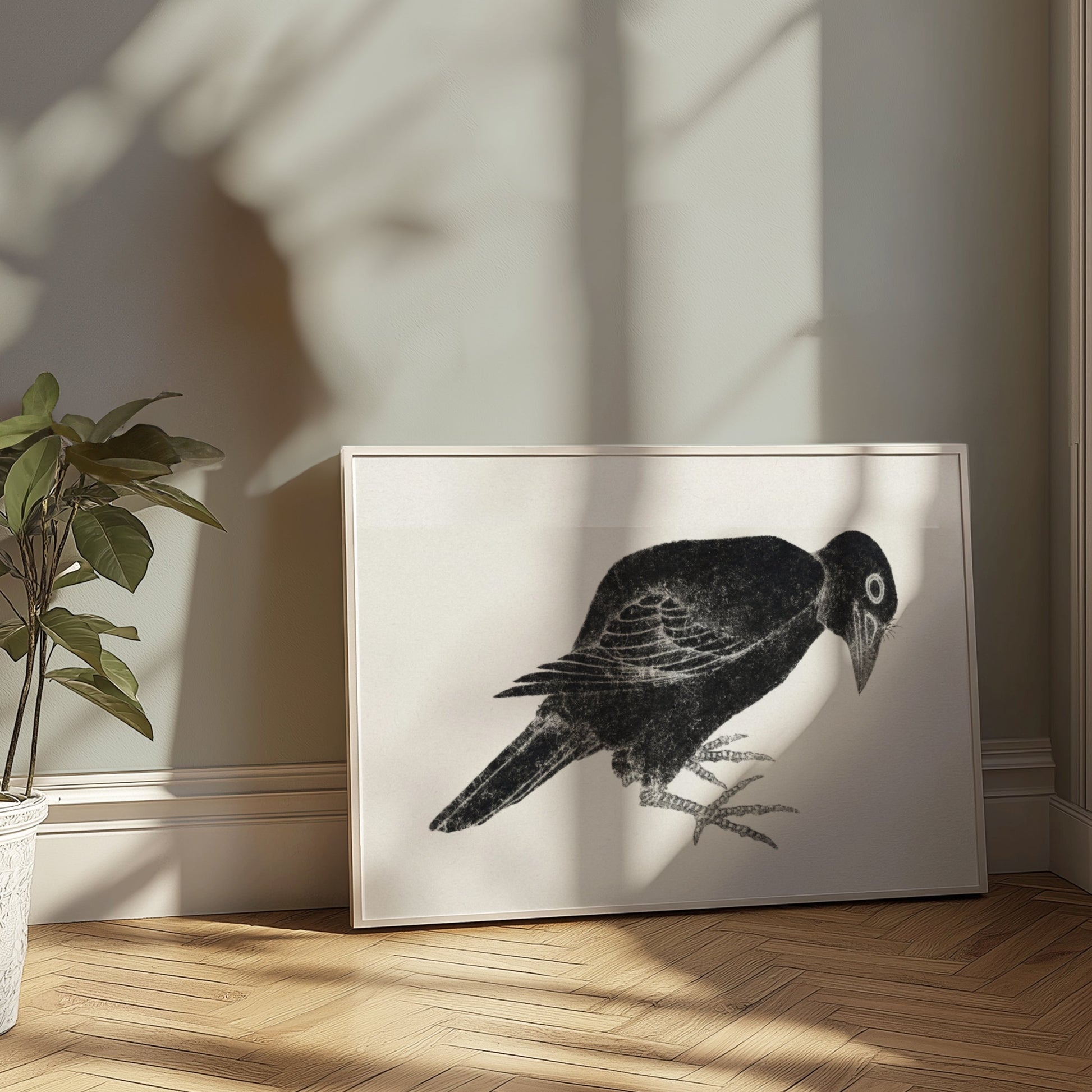 Premium Poster of Japanese Black Bird Art Print Poster Black White Posters