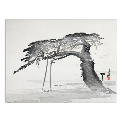 Premium Poster of Japanese Calligraphy Art Pine Tree Monochrome Style Posters