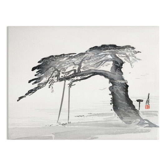 Premium Poster of Japanese Calligraphy Art Pine Tree Monochrome Style Posters