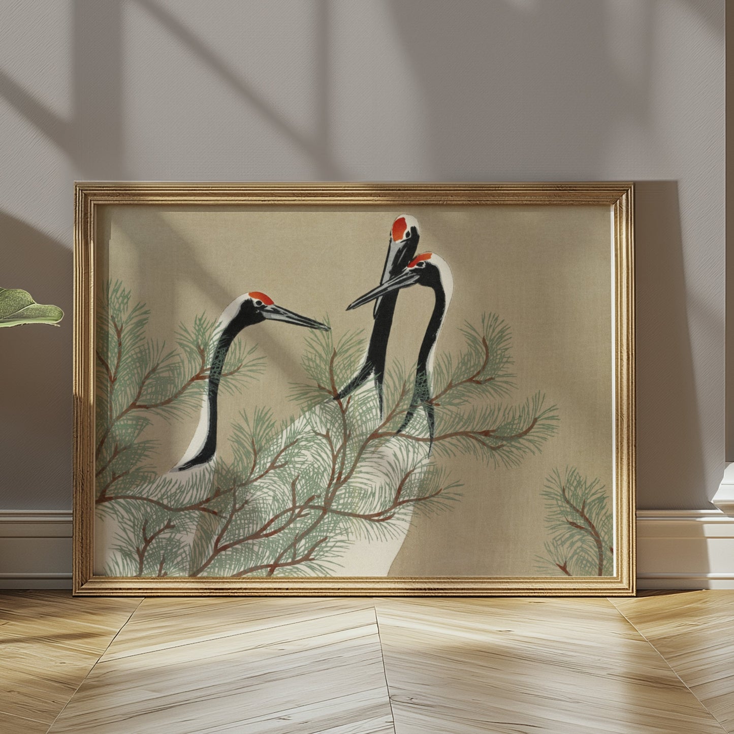 Premium Poster of Japanese Cranes and Pine Tree Artistic Wall Art Posters