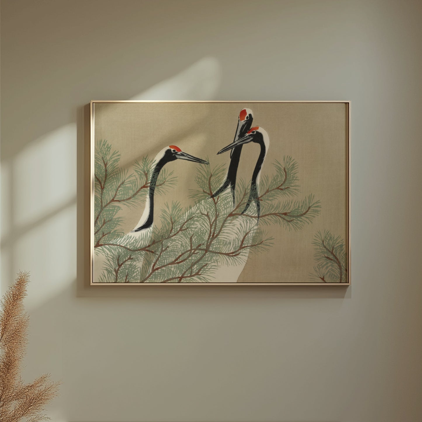 Premium Poster of Japanese Cranes and Pine Tree Artistic Wall Art Posters