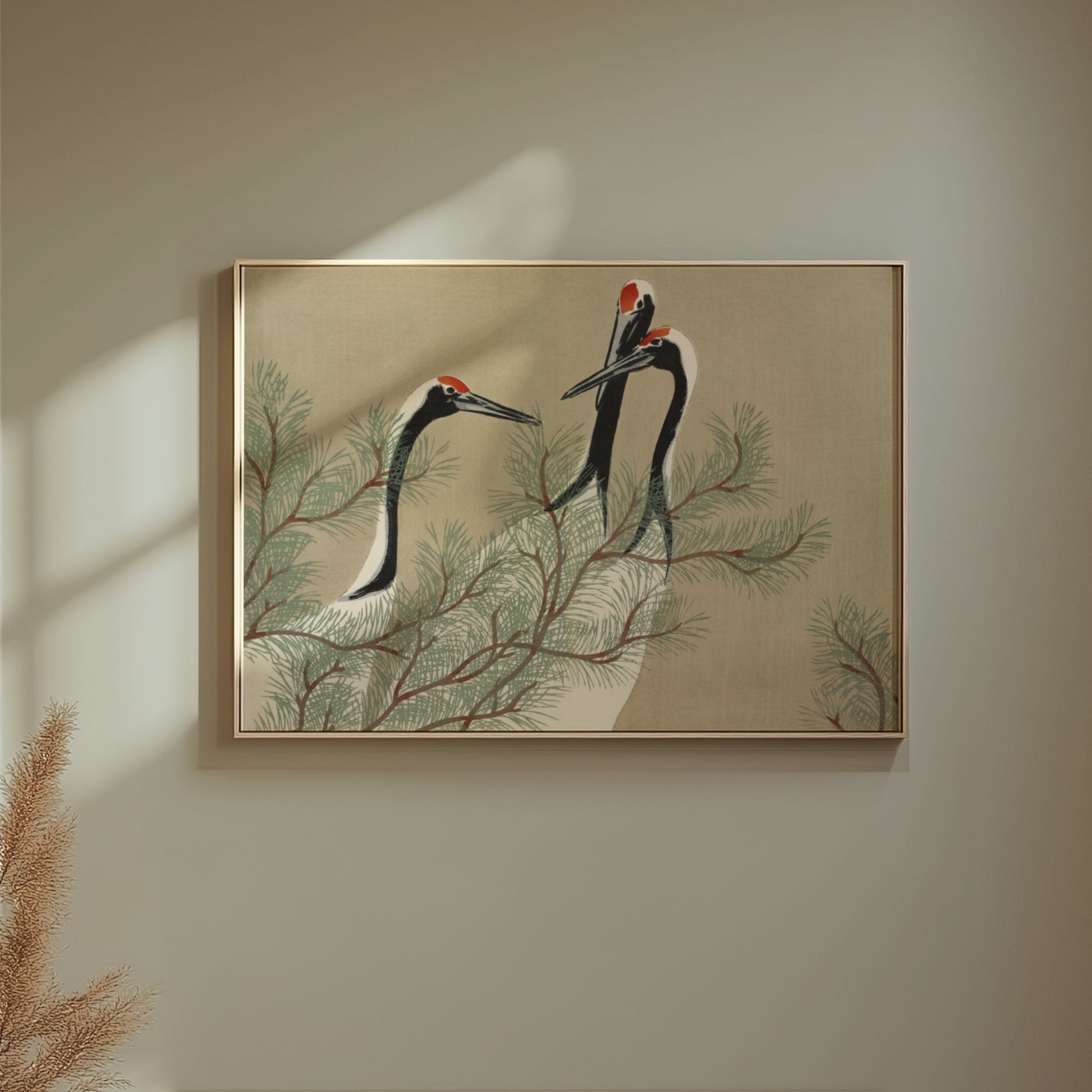 Premium Poster of Japanese Cranes and Pine Tree Artistic Wall Art Posters