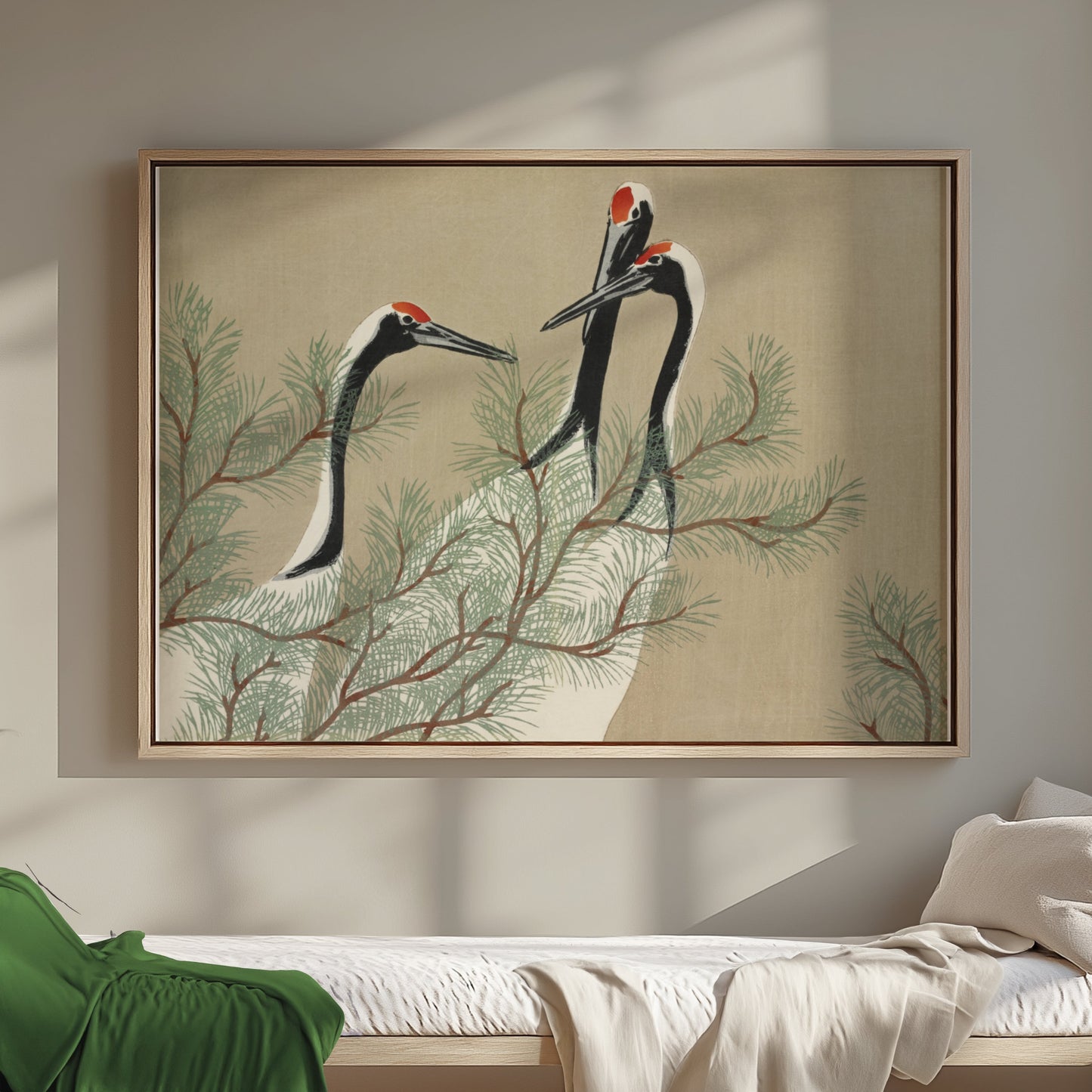Premium Poster of Japanese Cranes and Pine Tree Artistic Wall Art Posters