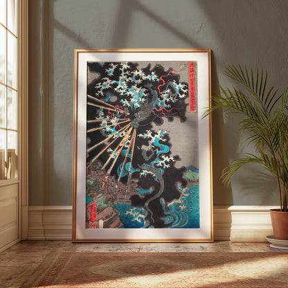 Premium Poster of Japanese Dragon Ukiyo-e Thunderstorm Wall Art Posters