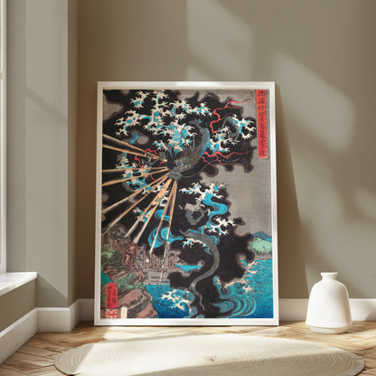 Premium Poster of Japanese Dragon Ukiyo-e Thunderstorm Wall Art Posters