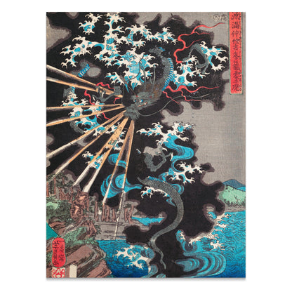 Premium Poster of Japanese Dragon Ukiyo-e Thunderstorm Wall Art Posters