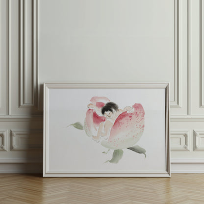 Premium Poster of Japanese Folklore Peach Boy Illustration Art Posters