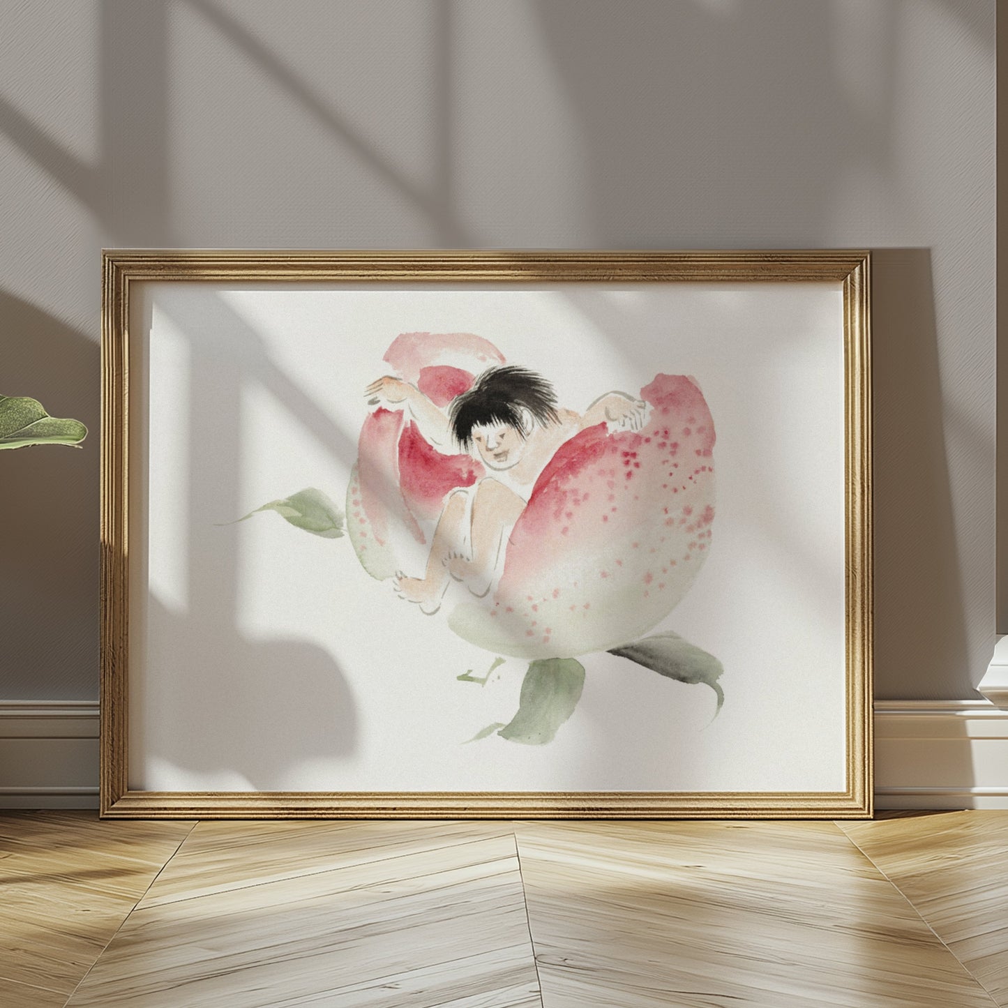 Premium Poster of Japanese Folklore Peach Boy Illustration Art Posters