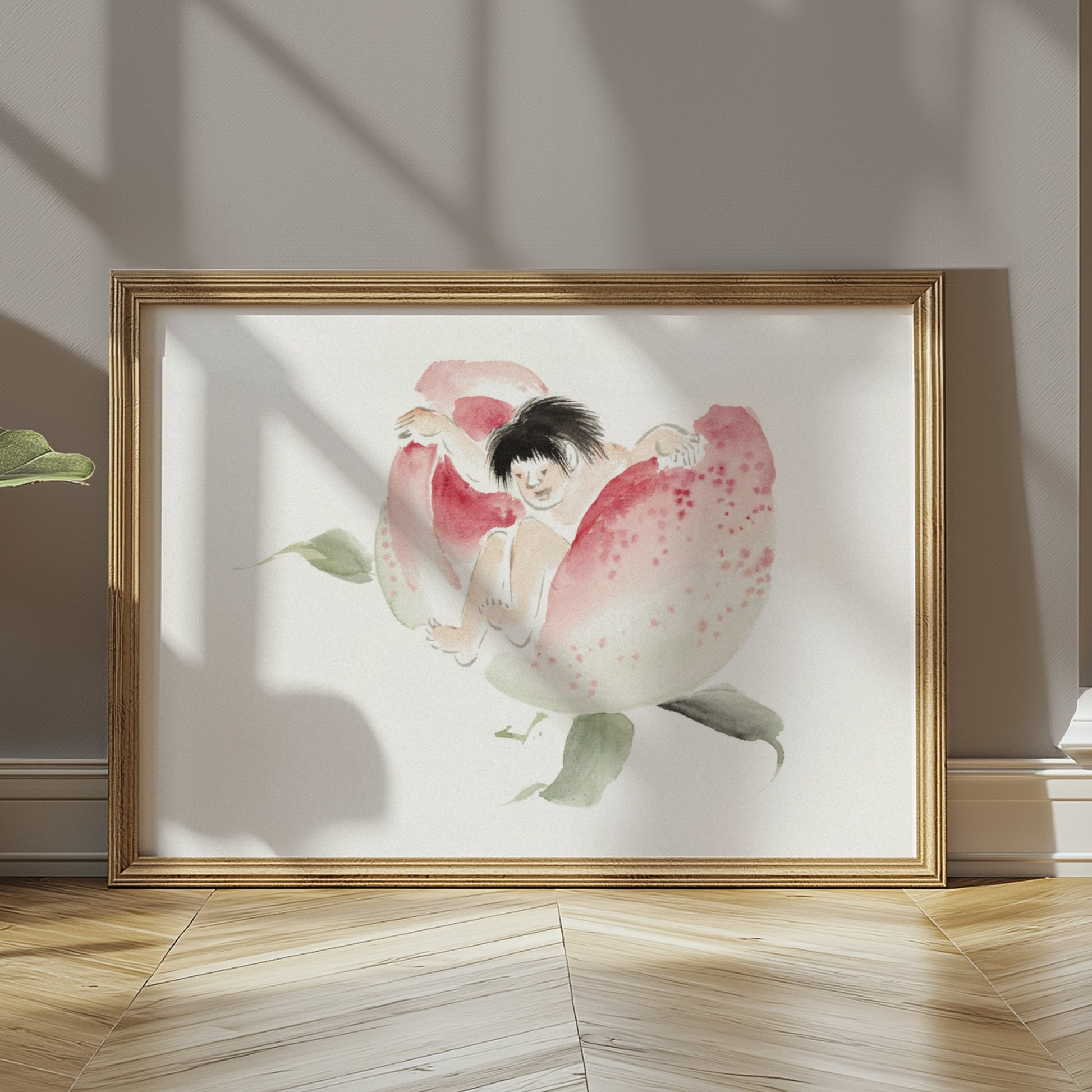 Premium Poster of Japanese Folklore Peach Boy Illustration Art Posters