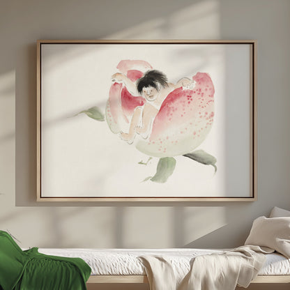 Premium Poster of Japanese Folklore Peach Boy Illustration Art Posters