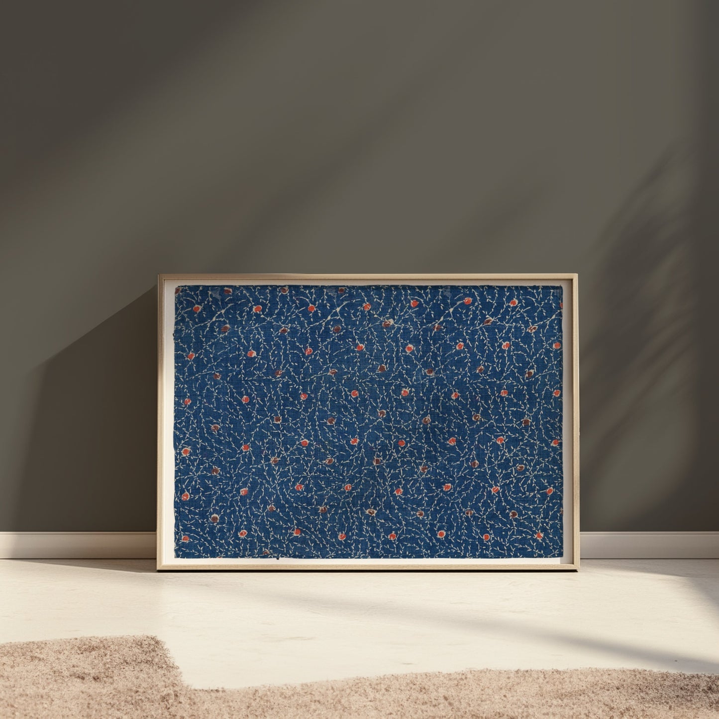 Premium Poster of Japanese Inspired Blue and Red Dots Decorative Posters