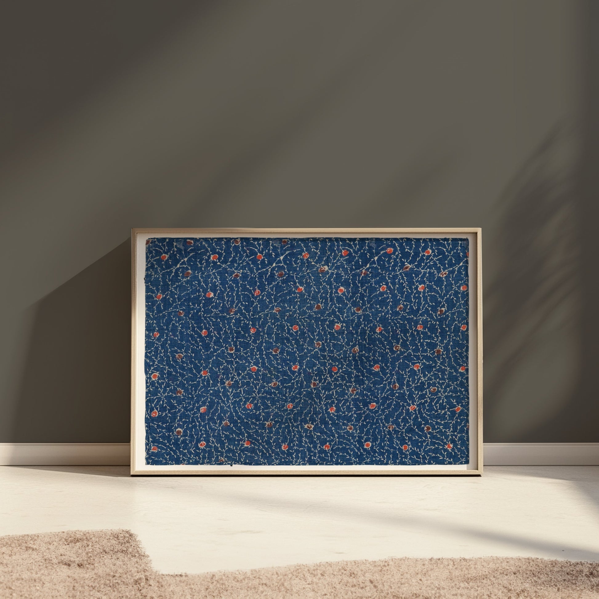 Premium Poster of Japanese Inspired Blue and Red Dots Decorative Posters