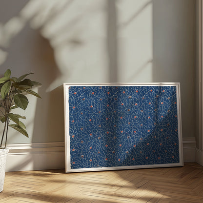 Premium Poster of Japanese Inspired Blue and Red Dots Decorative Posters