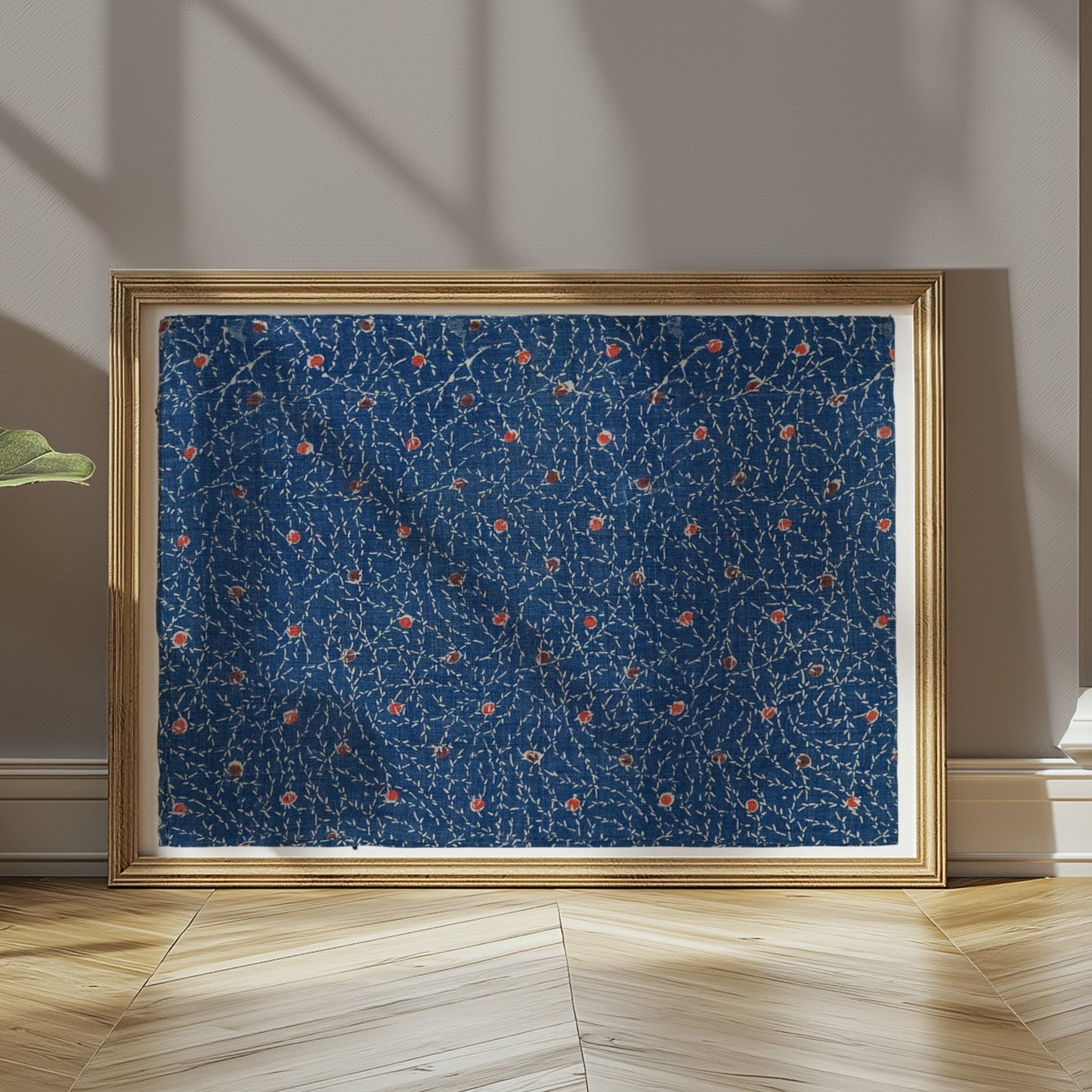 Premium Poster of Japanese Inspired Blue and Red Dots Decorative Posters