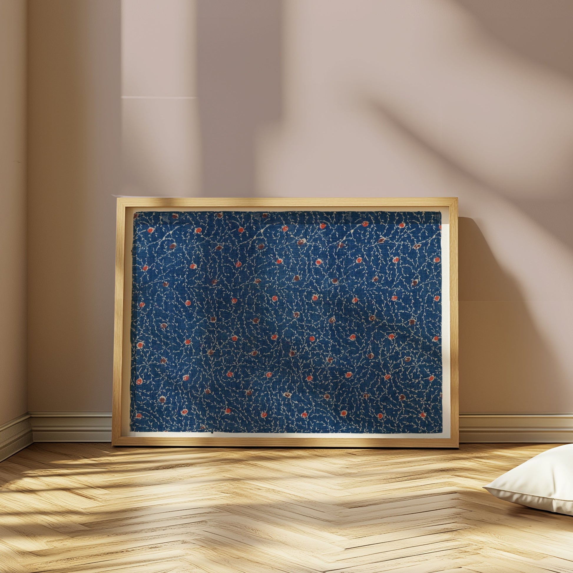 Premium Poster of Japanese Inspired Blue and Red Dots Decorative Posters