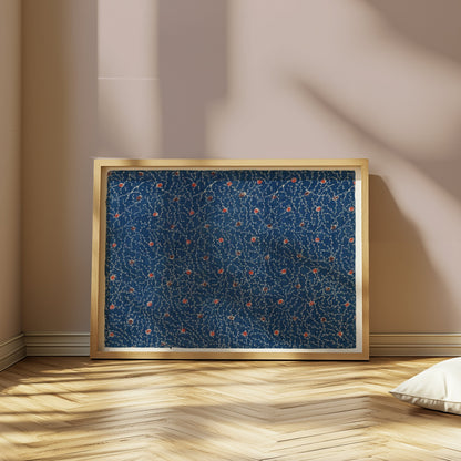 Premium Poster of Japanese Inspired Blue and Red Dots Decorative Posters