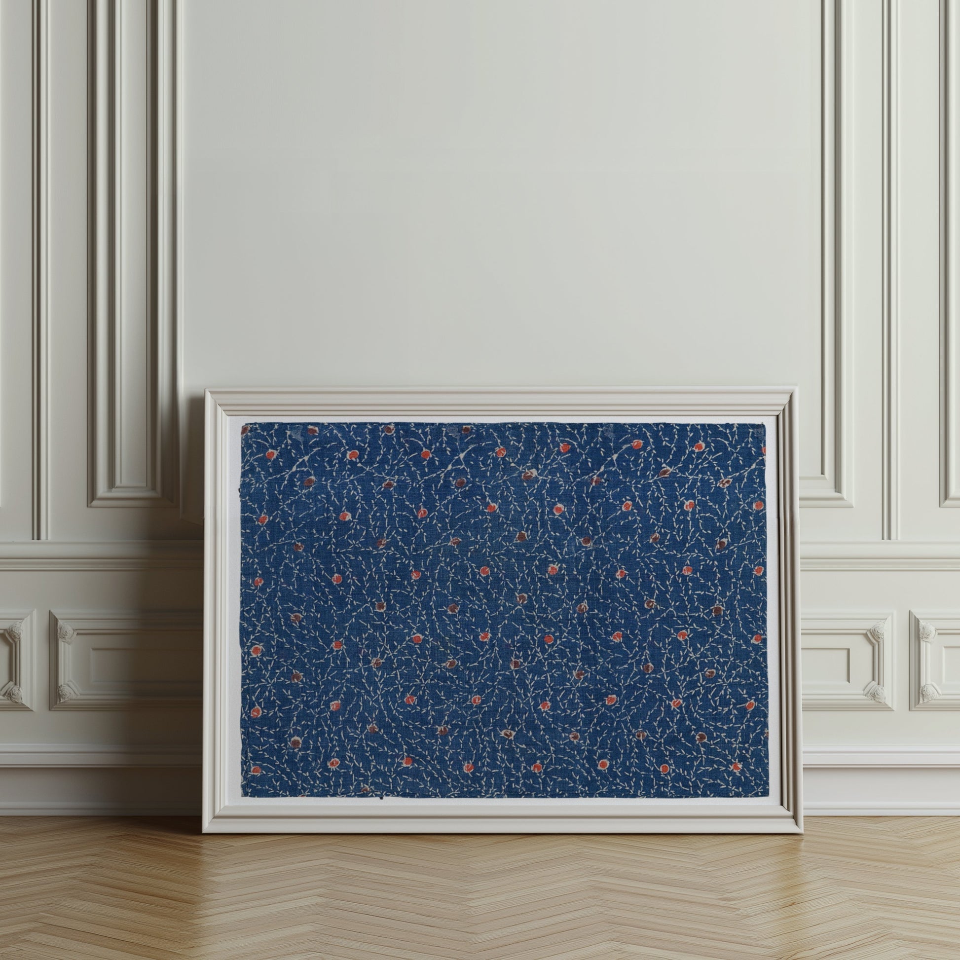 Premium Poster of Japanese Inspired Blue and Red Dots Decorative Posters
