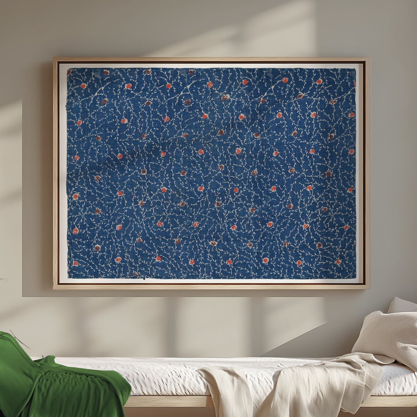 Premium Poster of Japanese Inspired Blue and Red Dots Decorative Posters